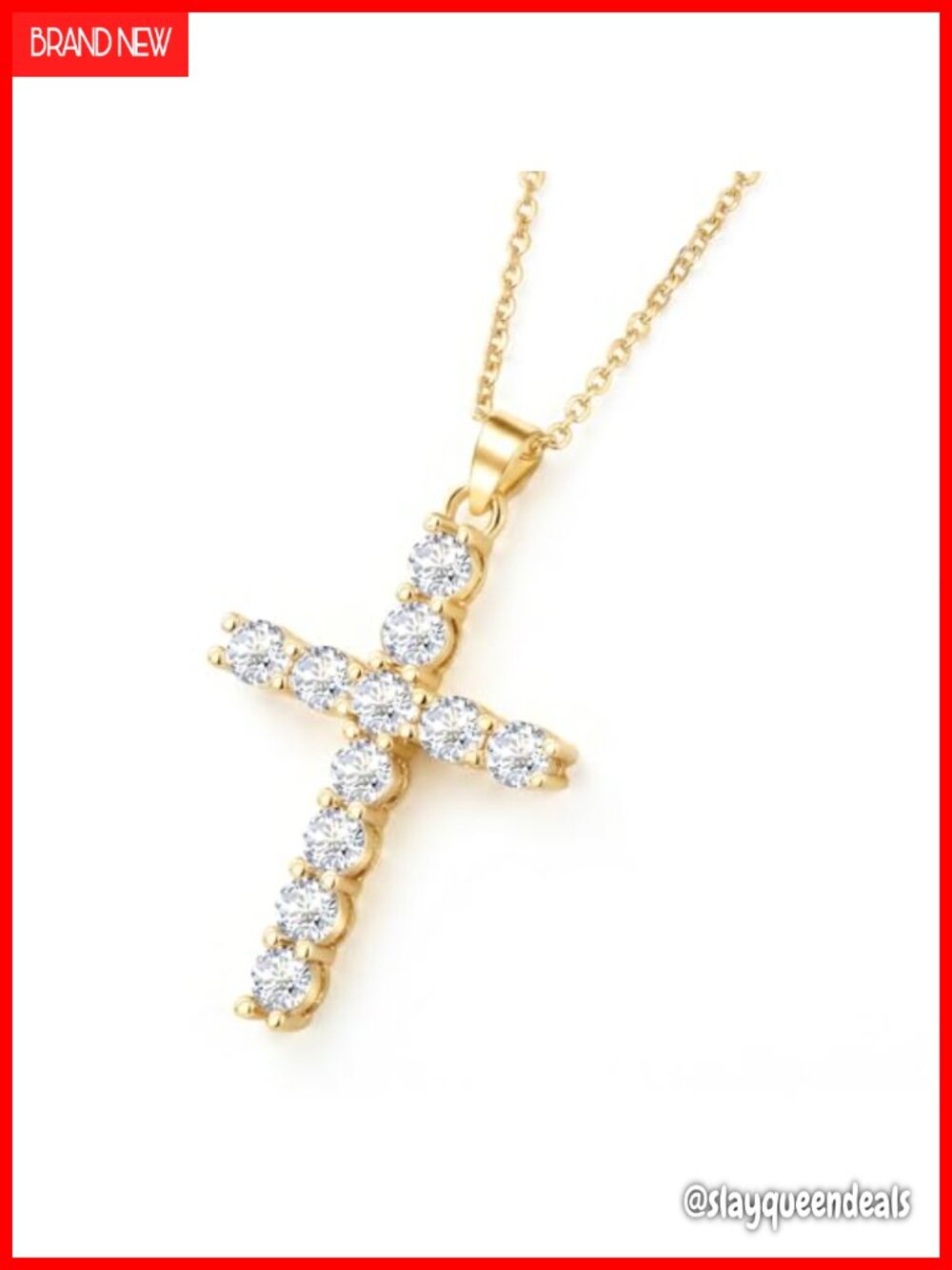 S925 Sterling Silver CZ Cross Necklace 18 Inch Adjustable Chain Hypoallergenic